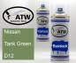 Preview: Nissan, Tank Green, D12: 400ml Sprühdose + 400ml Klarlack - Set, von ATW Autoteile West.